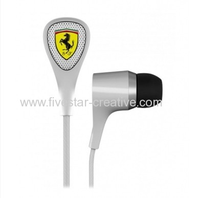 Ferrari by Logic3 S100i White Sports In Ear Earphones with three Button Mic Remote