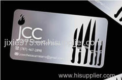 Metal business card with etched business information for durability