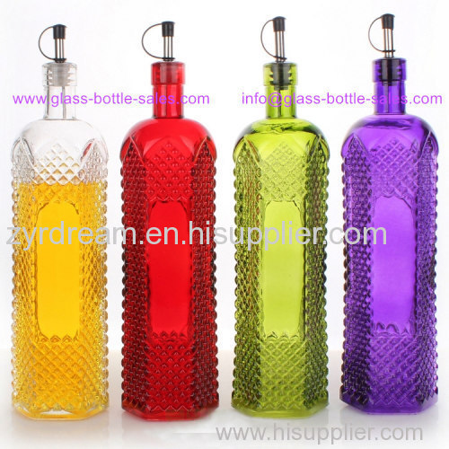 New Design Colored Olive Oil and Vinegar Glass Bottle