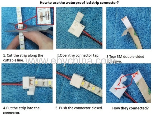 Waterproof LED Strip solderless Connector(silicon or epoxy glue)