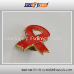 New fashion high quality red awareness ribbon lapel pin