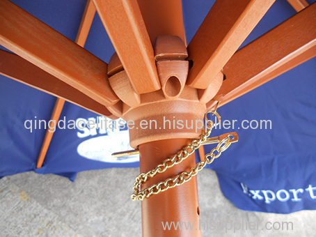 wooden parasol umbrella with custom made,with screen printed logo