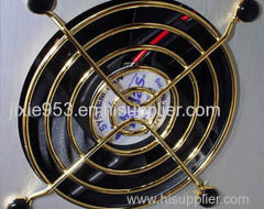 Gold wire fan guards with shining light protect PC cooling fans