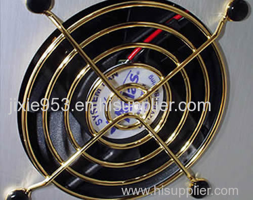 Gold wire fan guards with shining light protect PC cooling fans