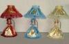 Nice Victorian lady Porcelain Doll Lamp , Blue / Yellow / Red