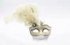 Charm Colombina White Feather Masquerade Mask For Mardi Gras