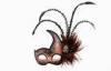 Gorgeous Feather Masquerade Mask , Brown Venetian Masks For Prom