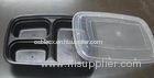3 Compartment Black Disposable Plastic Food Trays Rectangular 26oz