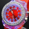 Flashing Light LED Touch Screen Watches , Silicone Diamond Watch