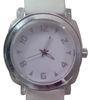 White Big Face Quartz Silicone Wristband Watch Stainless Steel Back Case