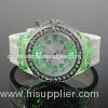 White Lady Diamond Silicone Wristband Watches With LED Light
