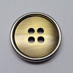Sewing Button Brushed Anti Brass with Shiny Silver Color