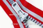 Fashion 5# Red And Gray Plastic Glow Reflective Zipper 2 Way C/E C/E