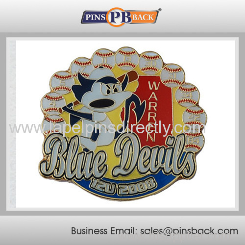 Metal baseball trading lapel pin/custom soft enamel pin badge