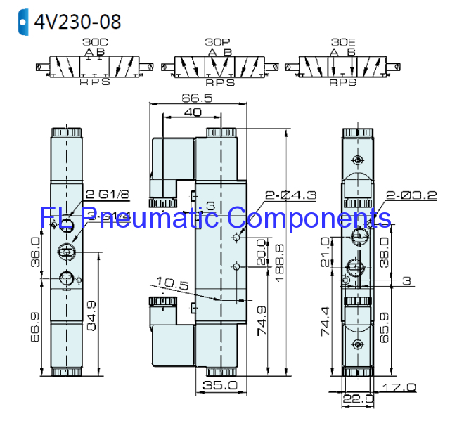 4V230E-08 Three Position Solenoid Valve