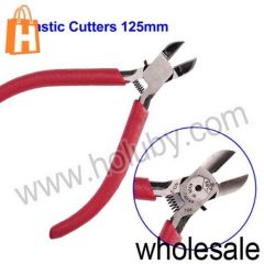 NO-3 Plastic Nippers,125mm Micro Diagonal Nippers Flat Blade Cable Cutter (Red)