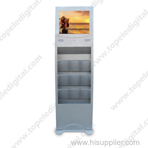 15inch floor-standing indoor LCD ad player with brochure holder