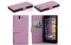 OEM Sony L36h Leather Phone Flip Cover , Pink Phone Wallet Pouch