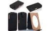 Black Leather Cell Phone Protective Case , IPhone 4S Flip Cover
