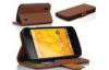 LG Nexus 4 E960 Brown Leather Mobile Phone Wallet Case With Frosted