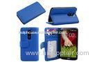LG g2 Blue Leather Mobile Phone Protective Cases , Phone Wallet Pouch