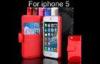 Water Resistant OEM Red Mobile Cell Phone Sheepskin Wallet Cases For iPhone 5s