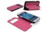 OEM Frosted Pink Leather Wallet Cell Phone Case Silk Pattern For Samsung 19500