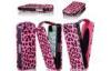 Pink Leopard Leather iPhone Flip Cover Protective Cases With Mirror