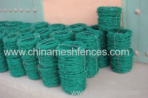 BWG13*14 PVC coated barbed wire anping factory