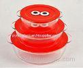 Environmental Health Microwave Pyrex Glass Containers With Red Lids Round