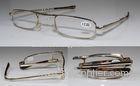 Metal Folding Reading Glasses For Men , 1.00 - 4.00 Lens Rectangular Shaped