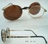 Round Stainless Steel Eyeglass Frames With Clip On Sunglasses , Demo Lens