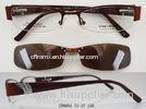 Half Frame Glasses Frames With Clip On Sunglasses , Narrow Rectangular Black / Gray