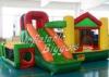 Commercial Jumping Inflatable Bounce House Slide Combo Green PVC With Happy Hop
