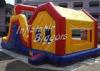 Yellow Kids Inflatable Combo Jumping Bounce Houses Advertisement With Blower