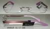 Pink Rectangular Rimless Eyeglass Frames For Girls , Titanium Frame Reading Glasses