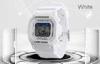 Multifunction LCD Digital Watches White PU Strap EL Backlight Electronic Watch