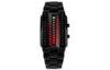 Customized 3 ATM Black Metal Strap Watch Ladies Digital Binary 3D LED Watch