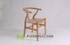 Natural Hans J Wegner Wishbone Modern Wood Dining Chairs , PU / Real Leather Cushion