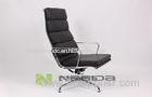 Chromed Aluminum Group Chair With Armrest and Ottoman , Leather Executive Office Chairs