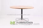 Simple Round Wood Modern Conference Tables with Stainless Steel Frame , 30mm thickness