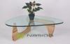 Glossy Glass Replica Isamu Noguchi Coffee Table with Solid Wood Base , 12mm - 19mm