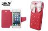 iPhone 5 / 5S PU Leather Cell Phone Cases Durable Wallet Cover with Bowknot Jewelry
