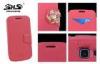 PU Leather Cell Phone Cases with Camellia Jewelry Stand Design Wallet Cover for Samsung i8552