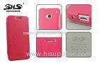 Durable Pink Leather HTC Phone Cases HTC One M7 Wallet Cover With TPU Back Shell