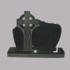 black granite headstone with cross
