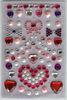 Red Brightness Love Heart Stickerswith Rhinestone , OEM