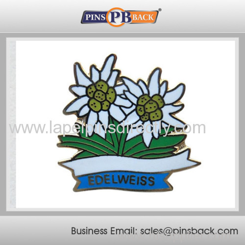 Wholesale metal hard enamel flower lapel pin/zinc alloy lapel pin/ pin badge with butterfly clutch