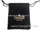 Black Velvet Drawstring Bag With Hot Stamped Logo 80 * 120mm