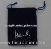 Black Xmas velvet drawstring gift pouches bag with embroidery white logo